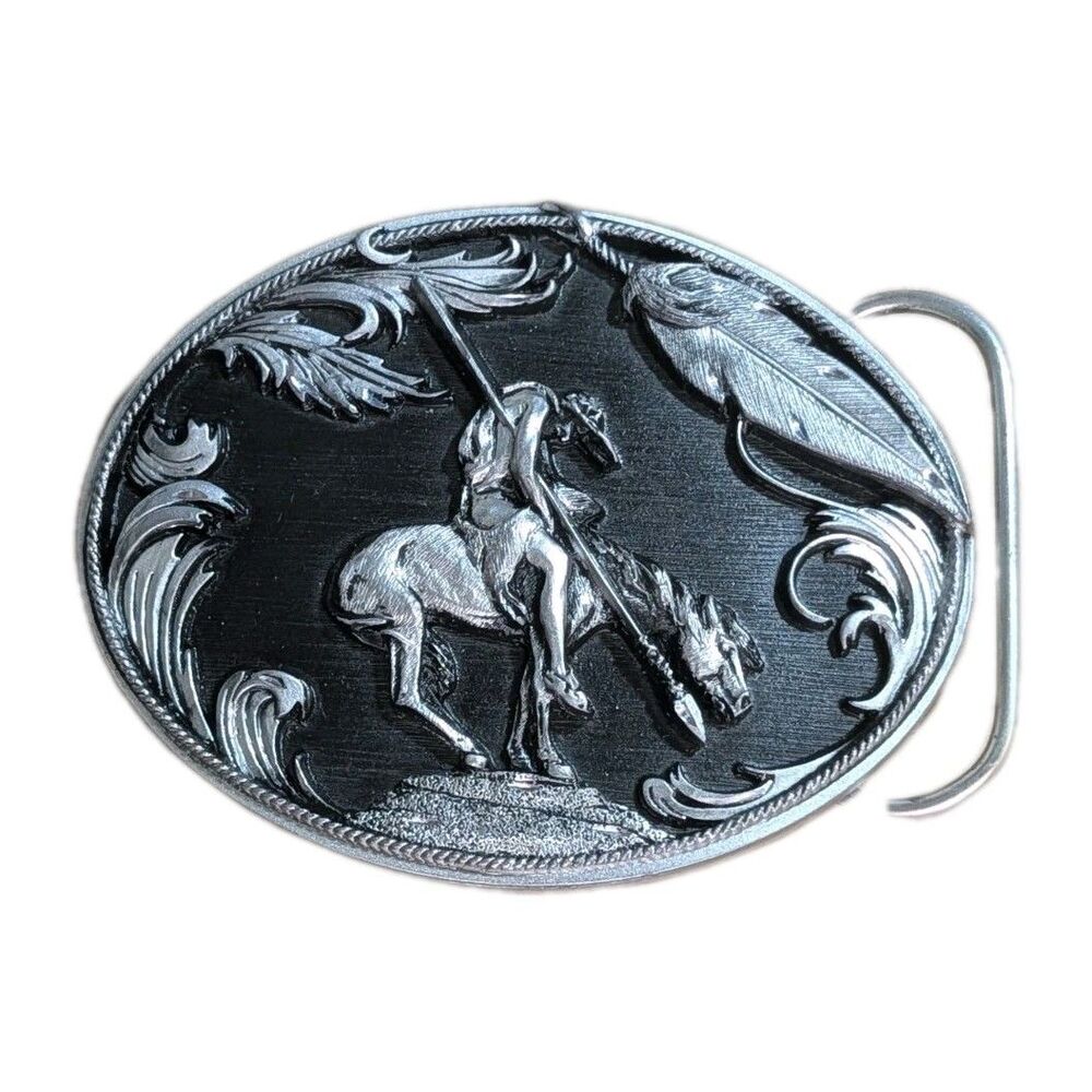 VTG 95 Siskiyou Belt Buckle End Of Trail Black Enamel USA, First Casting #567